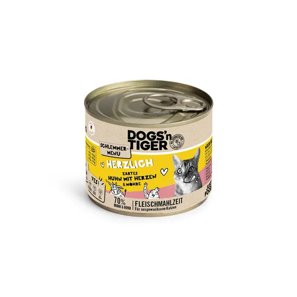 Dogs’n Tiger Menu gourmet 6 x 200 g - poulet, cœurs