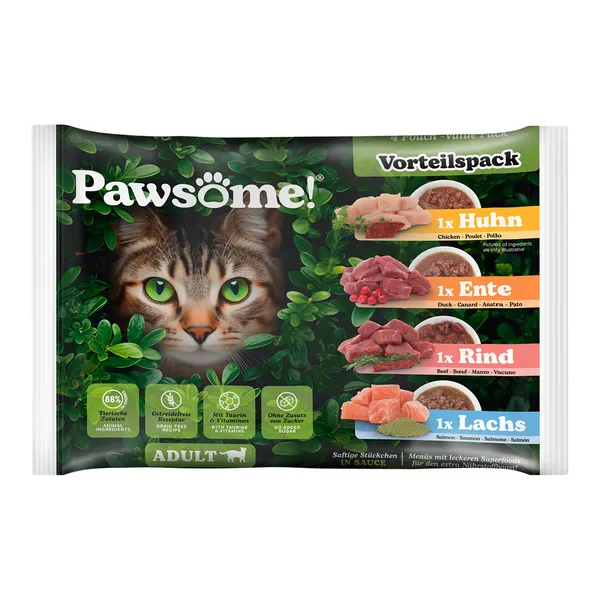 Pawsome Adult 4 x 85 g pour chat - lot mixte (4 variétés)