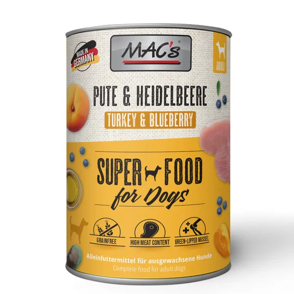 MAC's adulte superfood 6 x 400 g - dinde, myrtilles