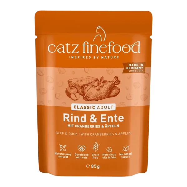catz finefood 8 x 85 g - bœuf, canard