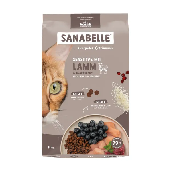 8kg Sensitive agneau myrtilles Sanabelle croquettes pour chat