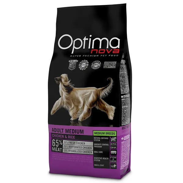 Optimanova Medium Adult, poulet, riz - Croquettes pour chien