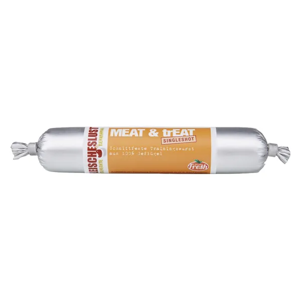 Saucisse Fleischeslust Meat & trEAT Single Shot pour chien - volaille, 3 x 80 g