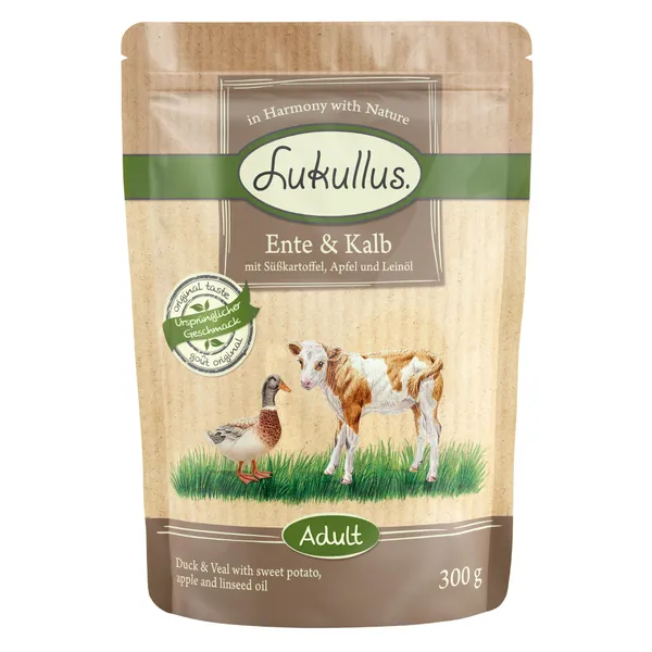 Lukullus sans céréales 6 x 300 g - canard, veau