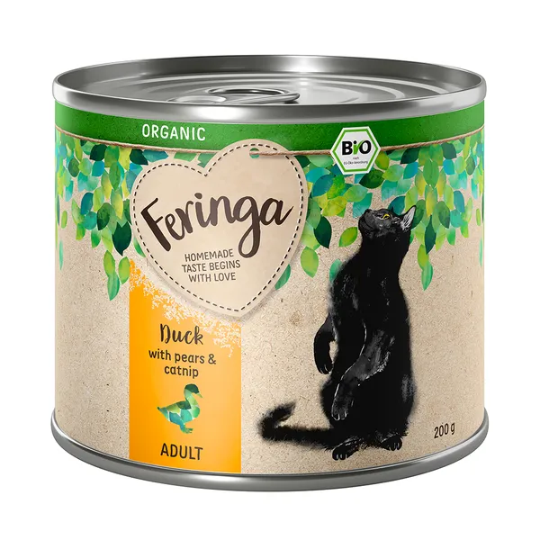 Feringa Organic bio Adult canard, poires, menthe à chat - Pâtée pour chat