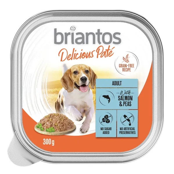 Briantos Delicious Paté 9 x 300 g pour chien - poisson, petits pois