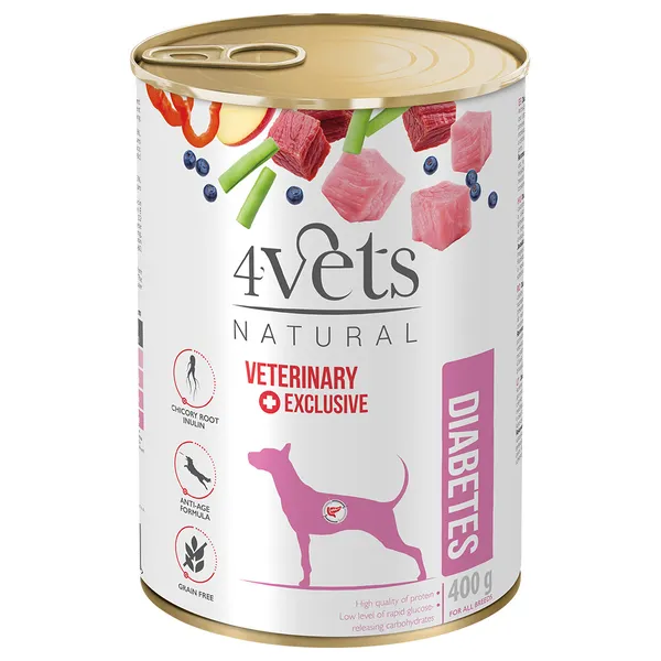 400g 4Vets natural chien diabète nourriture pour chien humide