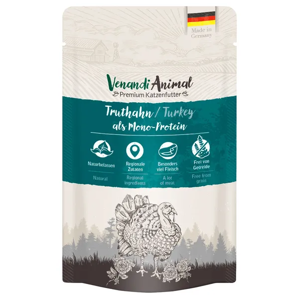 Venandi Animal monoprotéine dinde nourriture pour chat humide