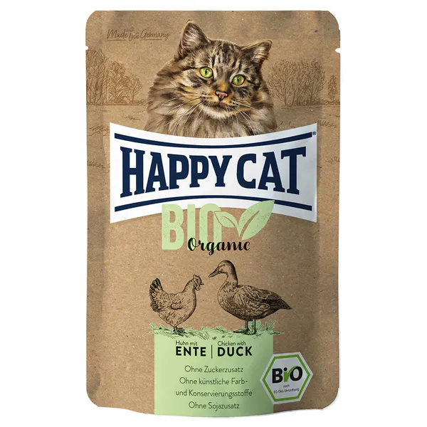 Happy Cat Bio poulet, canard bio - Pâtée pour chat