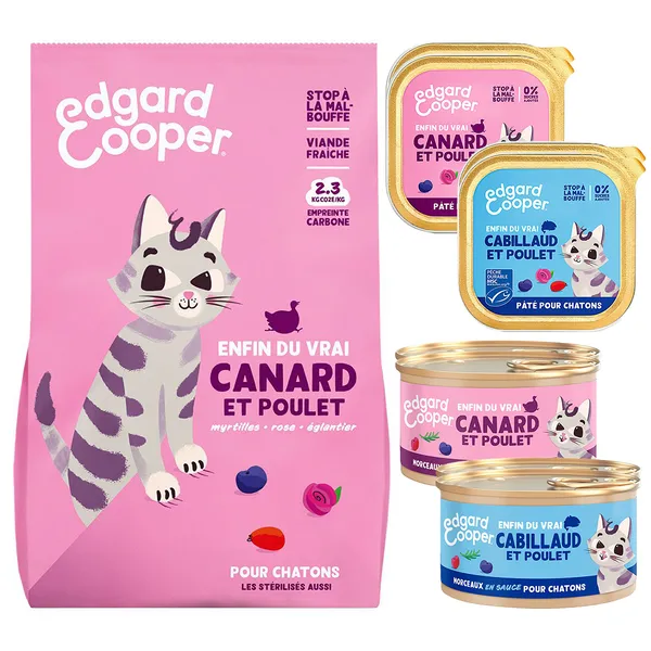 Edgard & Cooper Kitten canard, poulet sans céréales - Croquettes pour chat