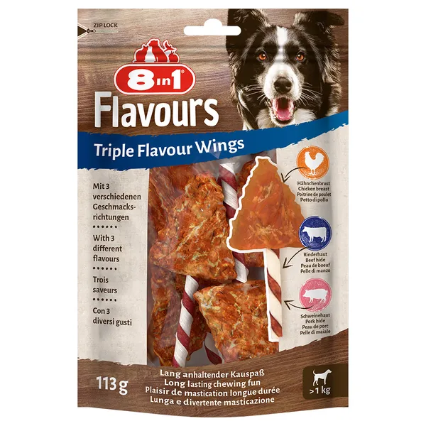 Triple Flavour Wings Ailes à mâcher pour chien - 3 x 6 friandises