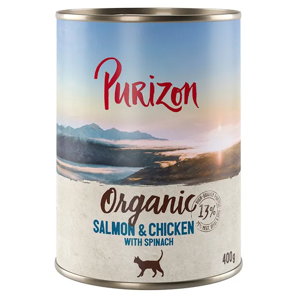 Purizon Organic bio 6 x 400 g pour chat - sans céréales - saumon, poulet, épinards