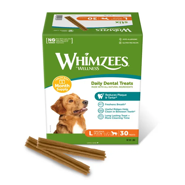Whimzees Monthly Stix boîte taille L friandises pour chiens