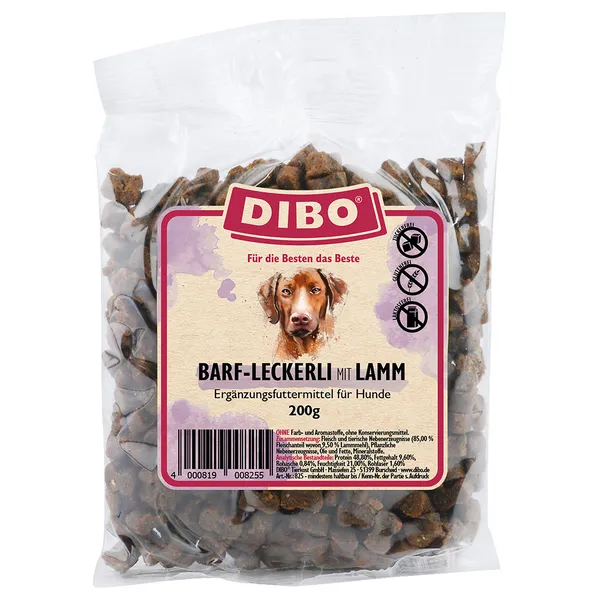 DIBO Friandises BARF à l’agneau 3 x 200&nbsp;g, friandises pour chien