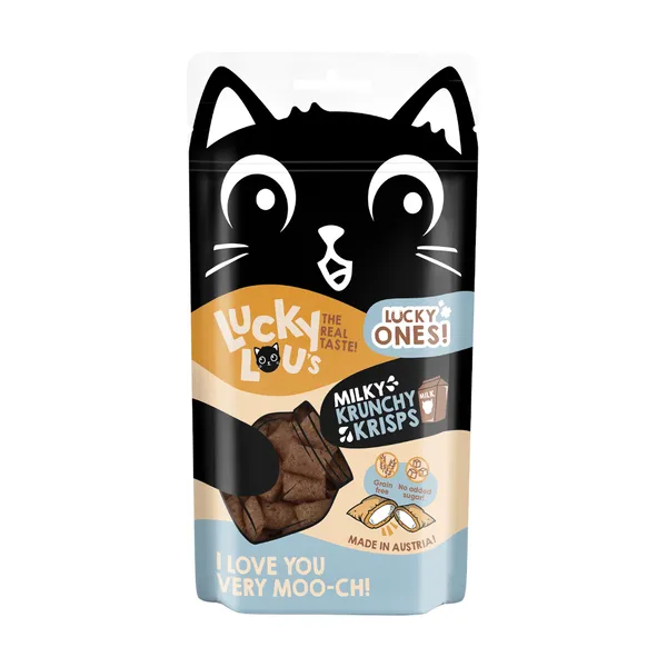 Lucky Lou Krunchy Krisps pour chat  - lait (60 g)