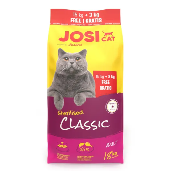 18kg Sterilised Classic saumon JosiCat croquettes pour chat