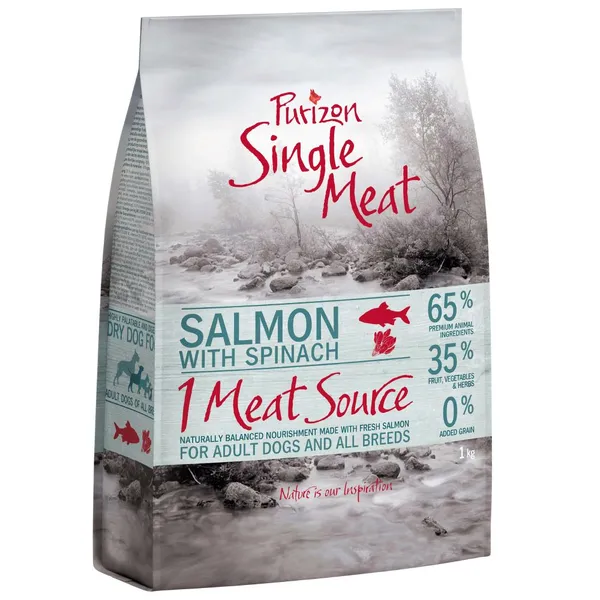 Purizon Single Meat Adult saumon, épinards sans céréales - Croquettes pour chien