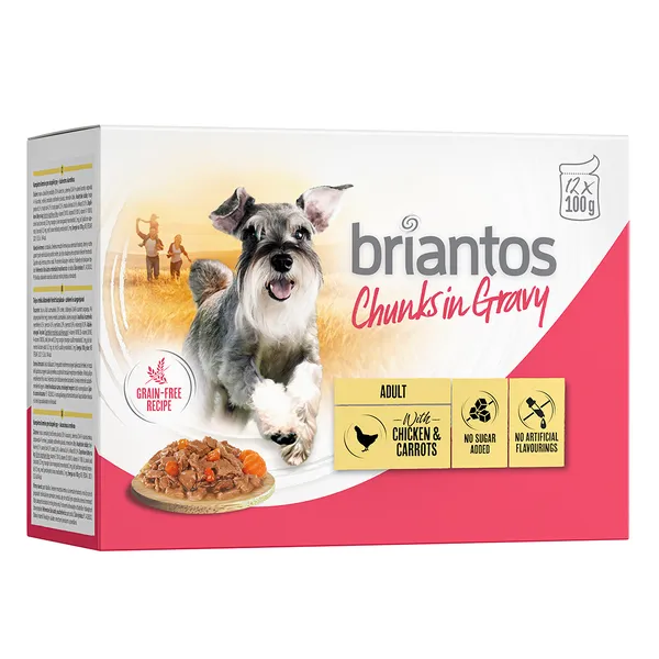 Poulet, carottes Bouchées en sauce Briantos nourriture humide pour chien