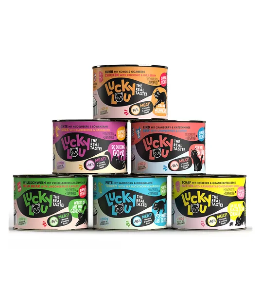 200g Lucky Lou SuperMono² Mix (6 sortes) nourriture pour chat humide