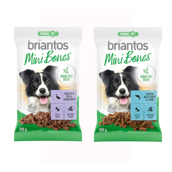 Briantos Mini Bones 200 g, sans céréales pour chien - saumon, carottes, thym
