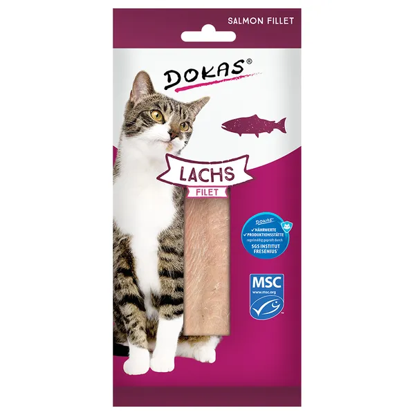 Friandise pour chat à mâcher avec filet de saumon Dokas 2x 22&nbsp;g