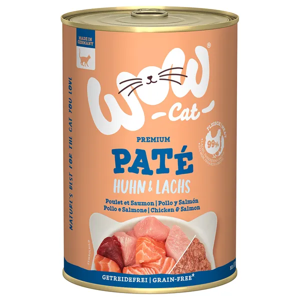 Lot WOW Cat Adult 12 x 400 g - poulet, saumon