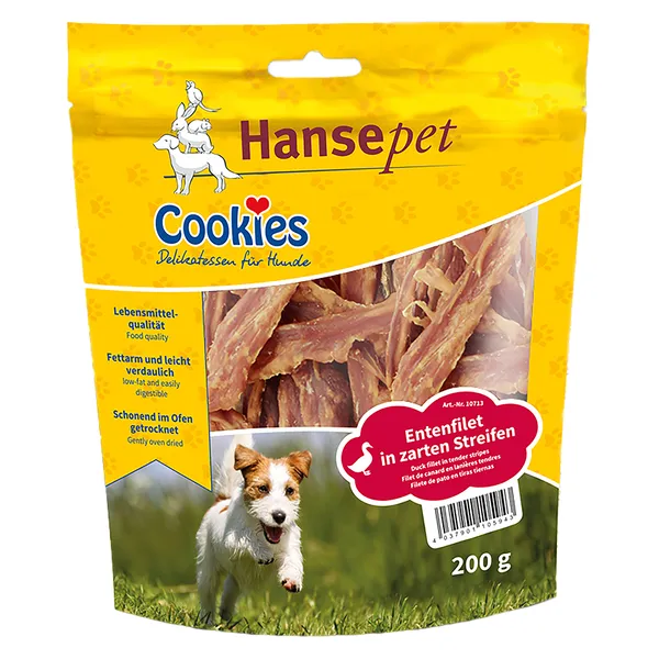 Hansepet Cookies Filets de canard en lanières tendres pour chien – 200 g