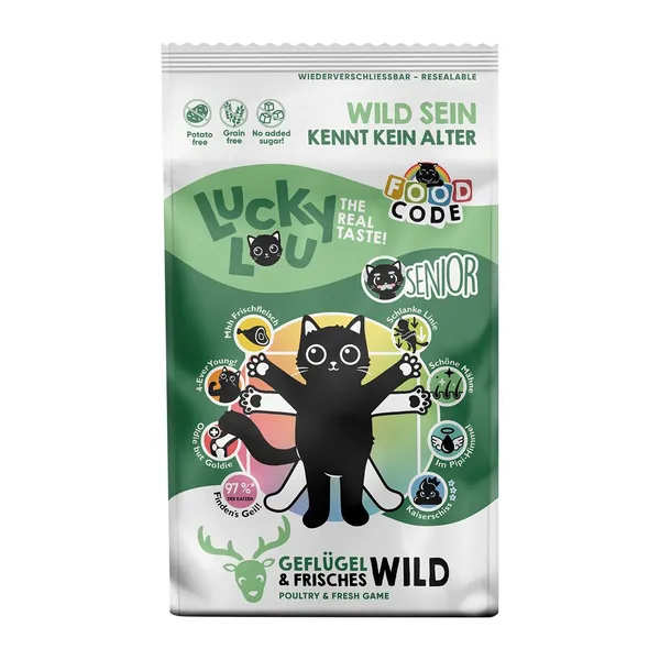 9kg Lucky Lou Senior volaille & gibier croquettes pour chat