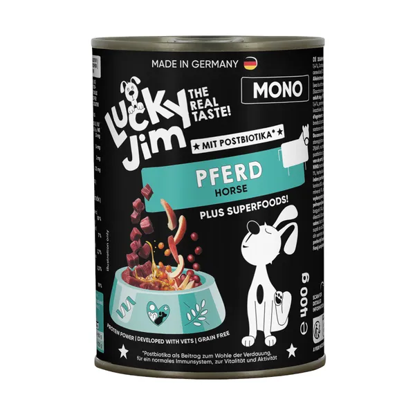 24x400g Lucky Jim Mono cheval pâté pour chien