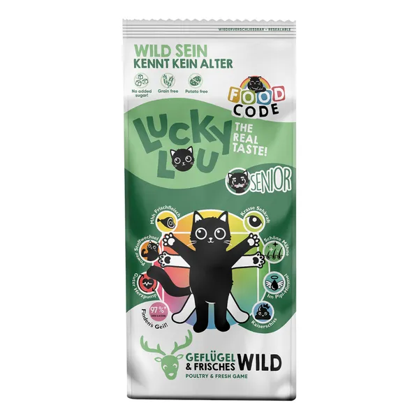 3kg Lucky Lou Senior volaille & gibier croquettes pour chat