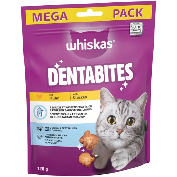 Friandises Whiskas Dentabites poulet 40 g pour chat - Au poulet 120 g
