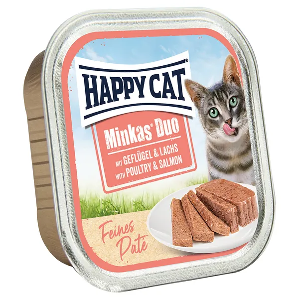 Happy Cat Minkas Duo pour chat - volaille, saumon 16 x 100 g