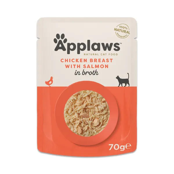 12 x 70 g  blanc de poulet au saumon Cat Natural Applaws pour chat