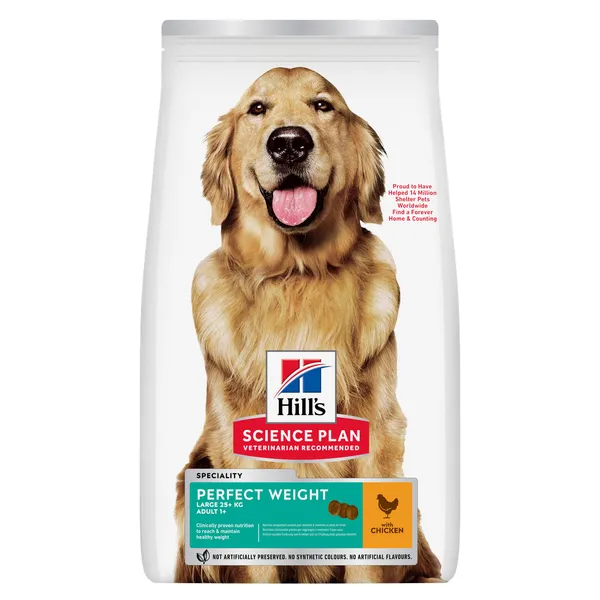 Adult 1+ Perfect Weight Large poulet Croquettes Hill's Science Plan pour chien