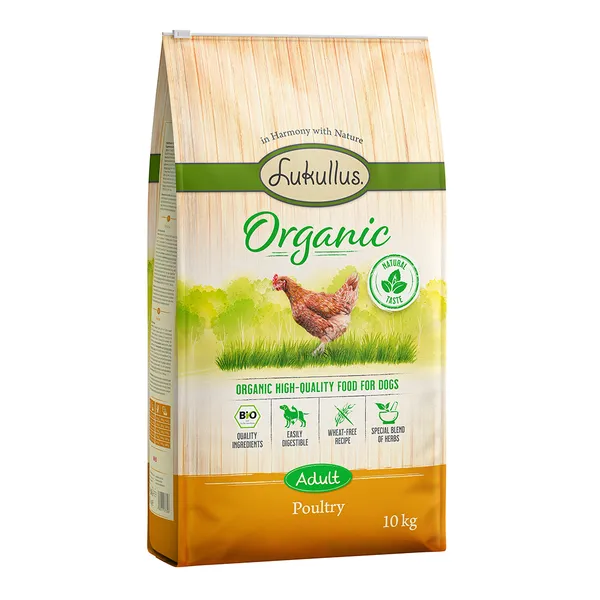 Croquettes Lukullus Organic volaille sans blé pour chien - 10 kg