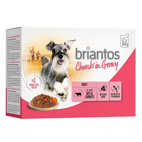 Bœuf, carottes Bouchées en sauce Briantos nourriture humide pour chien