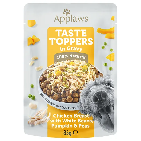Applaws Taste Toppers en sauce poulet, pois, potiron, haricots blancs - Pâtée pour chien