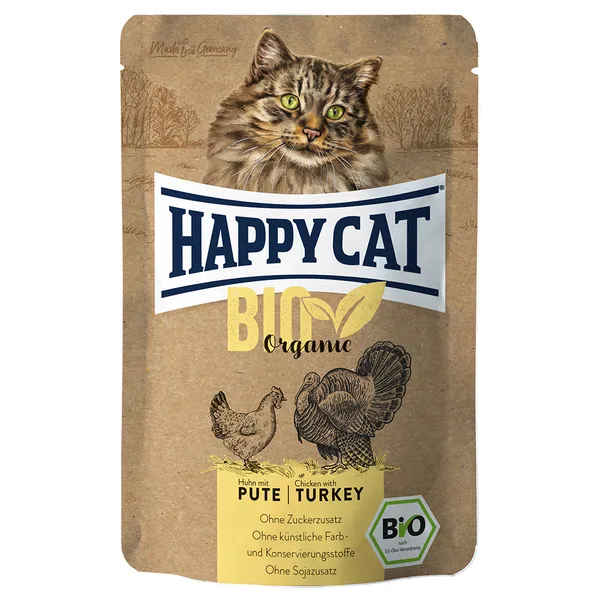 Happy Cat Bio poulet, dinde bio - Pâtée pour chat