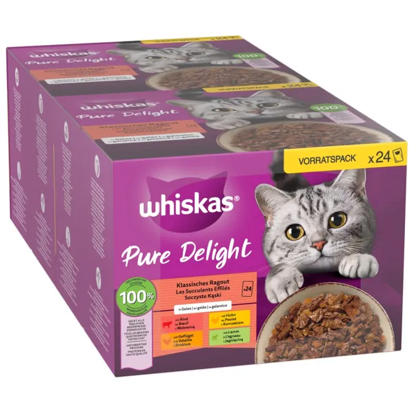 Jumbopack Whiskas 1+ Marmiton 96 x 85 g pour chat - Sélection classique en gelée