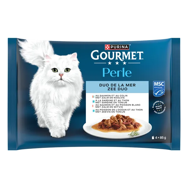 Lot mixte Gourmet Perle 4 x 85 g pour chat - les Duos de la Mer