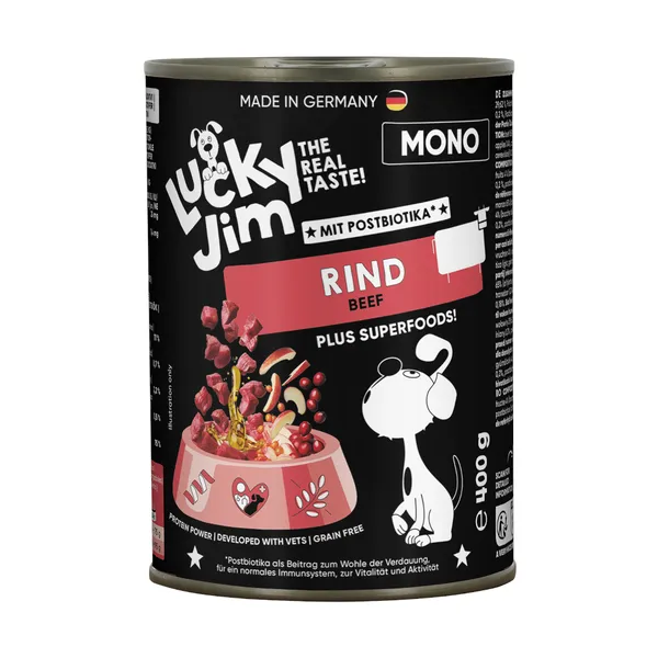 24x400g Lucky Jim Mono bœuf pâté pour chien