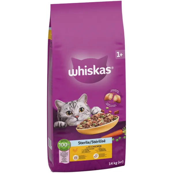 Lot Whiskas pour chat - 1+ Stérilisé poulet (2 x 14 kg)