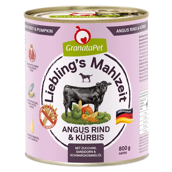 GranataPet Liebling's Mahlzeit 6 x 800 g pour chien - Black Angus et potiron