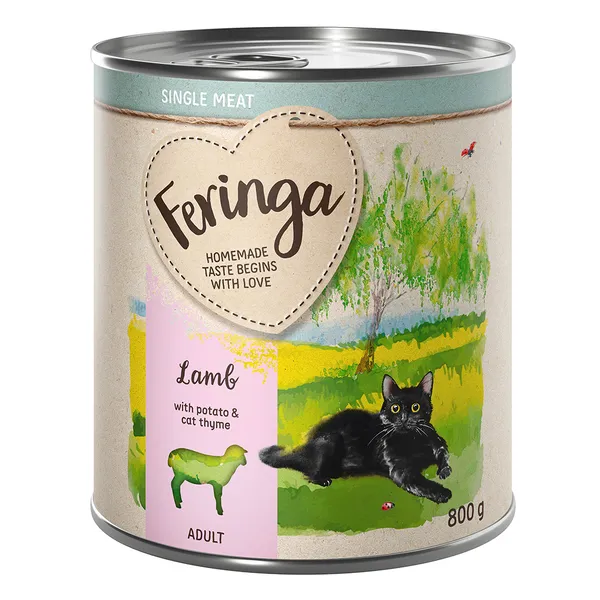 Feringa Single Meat Menus 6 x 800 g pour chat - agneau, pommes de terre, germandrée
