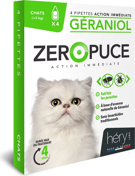 Héry Géraniol Pipettes Chat Zéro Puce 4X1 Bio – photo 4