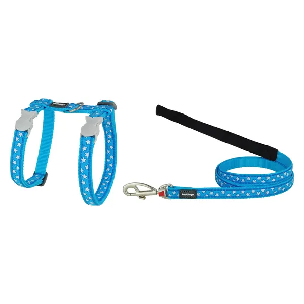 Red Dingo Poitrail-Sangle Chat Style Étoile Blanche Et Turquoise