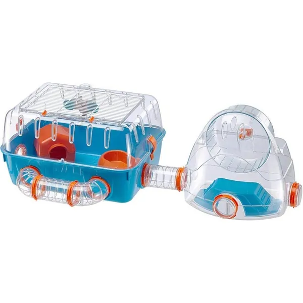 Ferplast Ferplast Cage pour hamsters COMBI 2, habitat pour petits rongeurs, plastique robuste, toit avec grille qui s'ouvre, tunnel et module de jeux, accessoires inclus, 79,5 x 29,5 x h 26,3 cm Bleu Bleu – photo 3