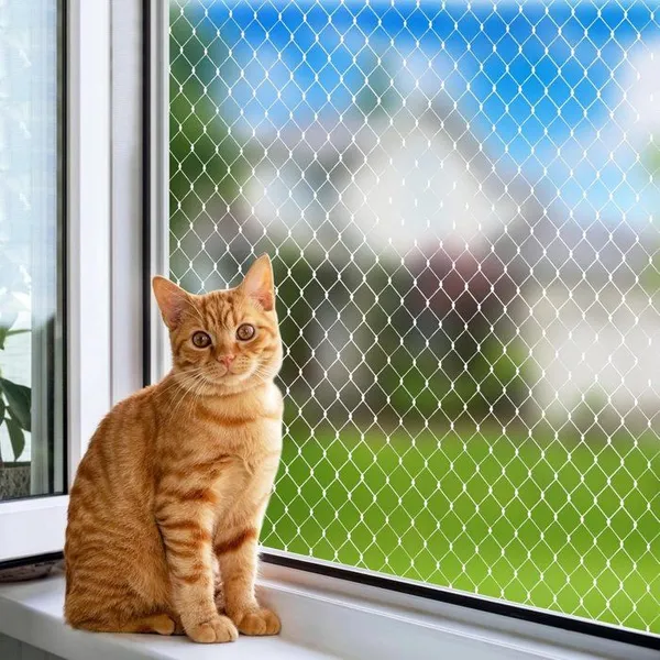 Filet pour chat - 4 x 3 m - Filet de sécurité - Filet pour balcon - Filet de protection pour chat - Filet anti-chute - Clôture pour