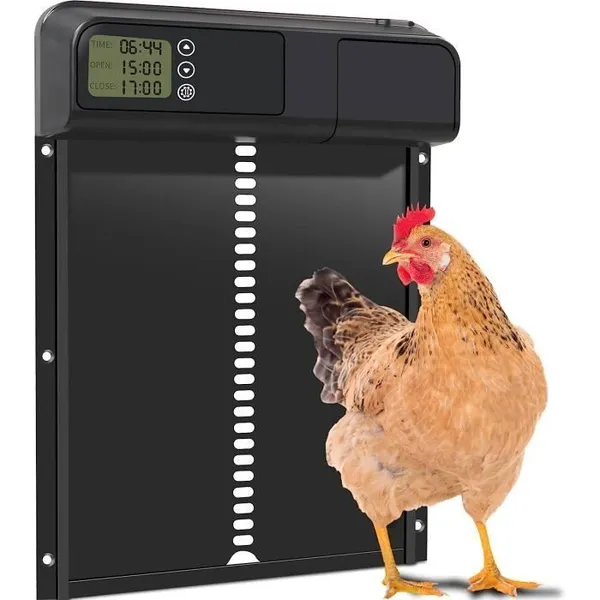Porte de Automatique Poulailler avec Minuterie Anti-pincementPorte Poulailler en Alliage Daluminium Écran LED Programmable