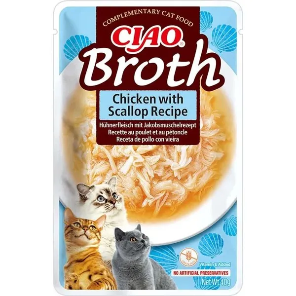 Inaba Churu Snack Avec Bouillon De Poulet Aux Pétoncles Pour Chats